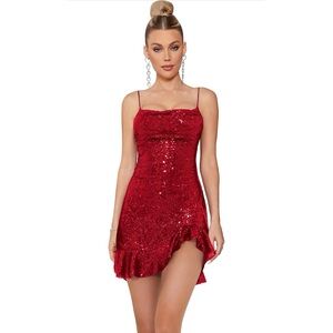 Women’s short spaghetti strap sequin dress